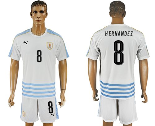 Uruguay #8 Hernandez Away Soccer Country Jersey Uruguay #8 Hernandez Away Soccer Country Jersey