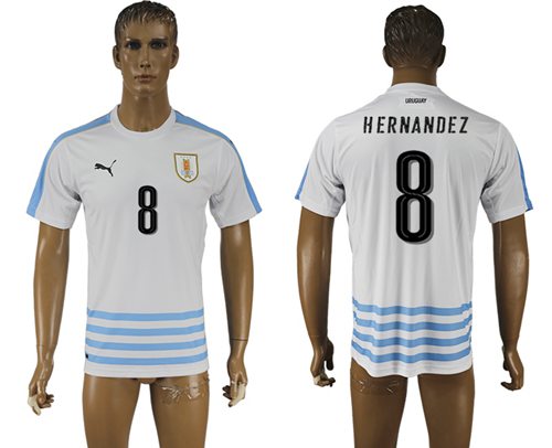 Uruguay #8 Hernandez Away Soccer Country Jersey Uruguay #8 Hernandez Away Soccer Country Jersey