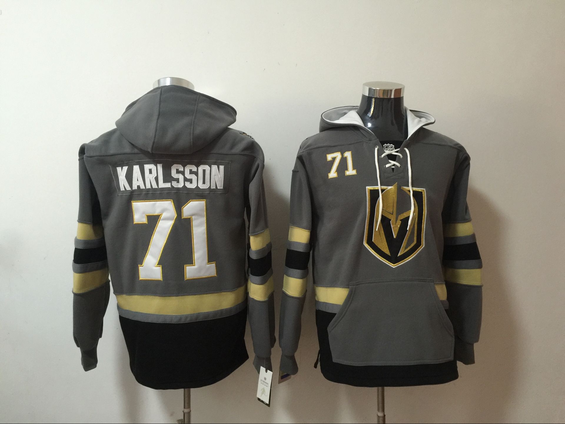 Vegas Golden Knights 71 William Karlsson Gray All Stitched Hooded Sweatshirt Vegas Golden Knights 71 William Karlsson Gray All Stitched Hooded Sweatshirt