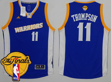 Warriors #11 Klay Thompson Royal Stretch Crossover The Finals Patch Stitched NBA Jersey