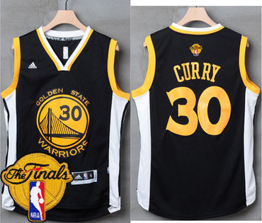 Warriors #30 Stephen Curry Black White The Finals Patch Stitched NBA Jersey
