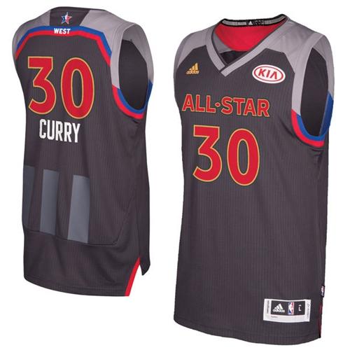 Warriors #30 Stephen Curry Charcoal 2017 All Star Stitched NBA Jersey