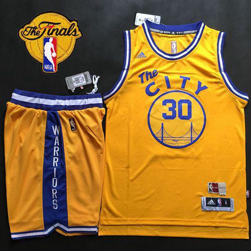 Warriors #30 Stephen Curry Gold Throwback The City A Set The Finals Patch Stitched NBA Jersey Warriors #30 Stephen Curry Gold Throwback The City A Set The Finals Patch Stitched NBA Jersey