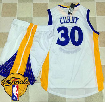 Warriors #30 Stephen Curry White A Set The Finals Patch Stitched NBA Jersey