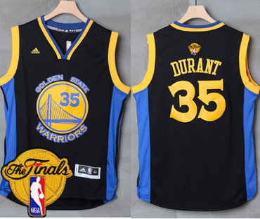 Warriors #35 Kevin Durant Black Blue The Finals Patch Stitched NBA Jersey Warriors #35 Kevin Durant Black Blue The Finals Patch Stitched NBA Jersey