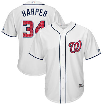 Washington Nationals Bryce Harper Majestic 2017 Stars & Stripes Cool Base Player Jersey - White Washington Nationals Bryce Harper Majestic 2017 Stars & Stripes Cool Base Player Jersey - White