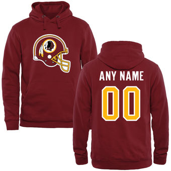 Washington Redskins Garnet Custom Name & Number Helmet Pullover Hoodie