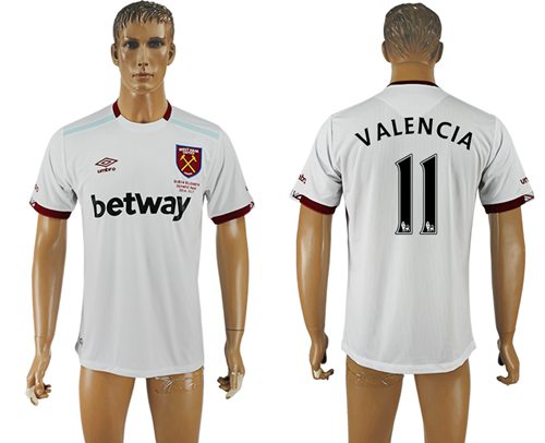 West Ham United #11 Valencia Away Soccer Club Jersey West Ham United #11 Valencia Away Soccer Club Jersey