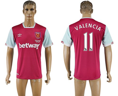 West Ham United #11 Valencia Home Soccer Club Jersey West Ham United #11 Valencia Home Soccer Club Jersey
