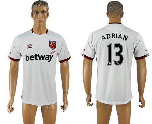 West Ham United #13 Adrian Away Soccer Club Jersey West Ham United #13 Adrian Away Soccer Club Jersey