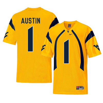 West Virginia Mountaineers 1 Tavon Austin Gold College Football Jersey