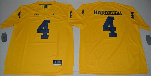 Wolverines #4 Jim Harbaugh Gold Jordan Brand Limited Stitched NCAA Jersey Wolverines #4 Jim Harbaugh Gold Jordan Brand Limited Stitched NCAA Jersey
