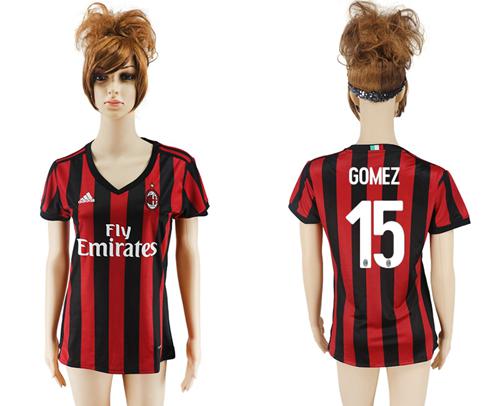 Women's AC Milan #15 Gomez Home Soccer Club Jersey