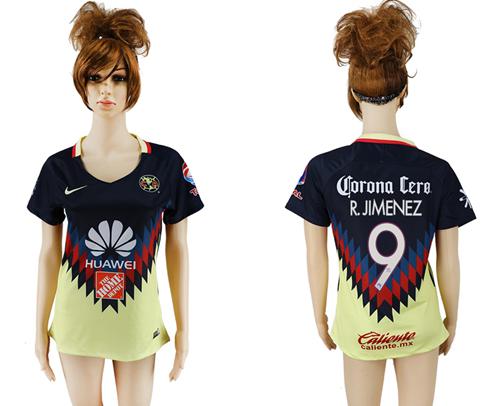 Women's America #9 R.Jimenez Home Soccer Club Jersey Women's America #9 R.Jimenez Home Soccer Club Jersey