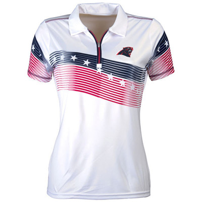 Women's Antigua Carolina Panthers White Patriot Polo Women's Antigua Carolina Panthers White Patriot Polo
