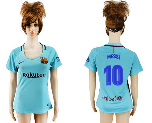 Women's Barcelona #10 Messi Away Soccer Club Jersey Women's Barcelona #10 Messi Away Soccer Club Jersey
