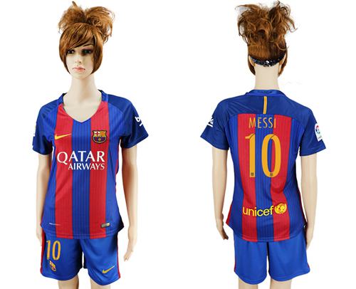 Women's Barcelona #10 Messi Home Soccer Club Jersey Women's Barcelona #10 Messi Home Soccer Club Jersey