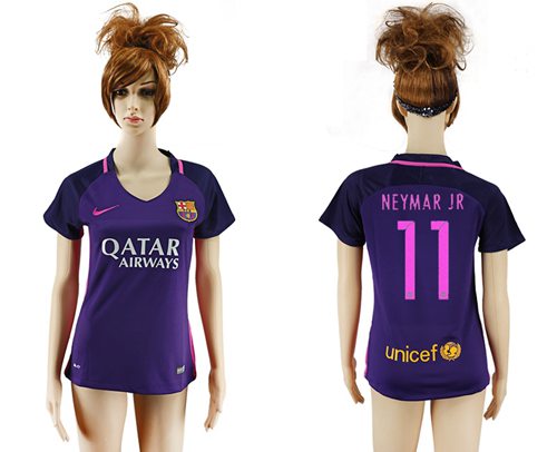 Women's Barcelona #11 Neymar Jr Away Soccer Club Jersey Women's Barcelona #11 Neymar Jr Away Soccer Club Jersey