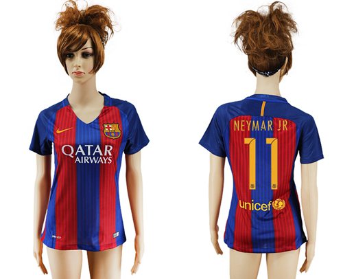 Women's Barcelona #11 Neymar Jr Home Soccer Club Jersey Women's Barcelona #11 Neymar Jr Home Soccer Club Jersey