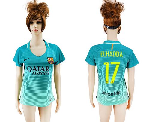Women's Barcelona #17 Elhadda Sec Away Soccer Club Jersey Women's Barcelona #17 Elhadda Sec Away Soccer Club Jersey
