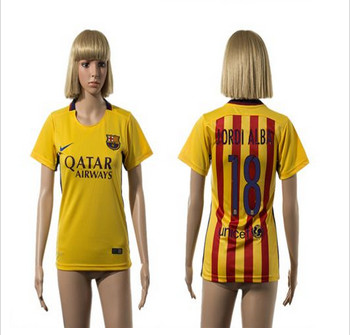 Women's Barcelona #18 Jordi Alba Away Soccer Club Jersey