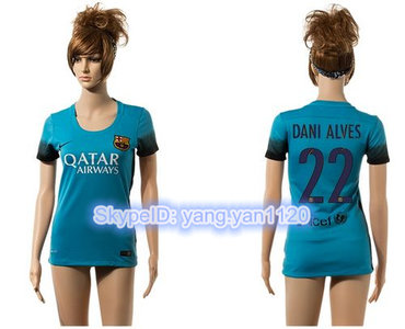 Women's Barcelona #22 Dani Alves Blue Soccer Club Jersey