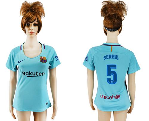 Women's Barcelona #5 Sergio Away Soccer Club Jersey