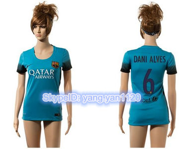 Women's Barcelona #6 Dani Alves Blue Soccer Club Jersey