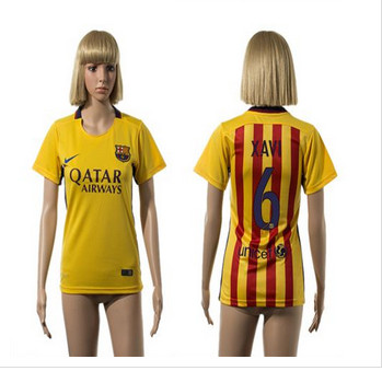 Women's Barcelona #6 Xavi Away Soccer Club Jersey