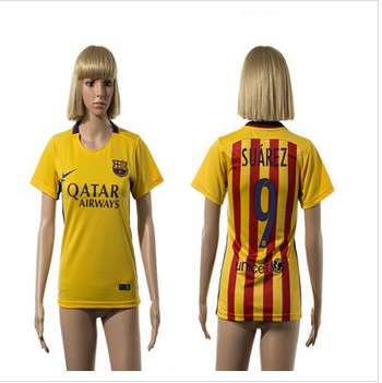 Women's Barcelona #9 Suarez Away Soccer Club Jersey