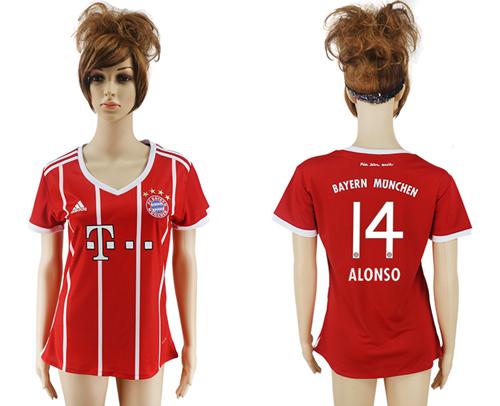 Women's Bayern Munchen #14 Alonso Home Soccer Club Jersey Women's Bayern Munchen #14 Alonso Home Soccer Club Jersey