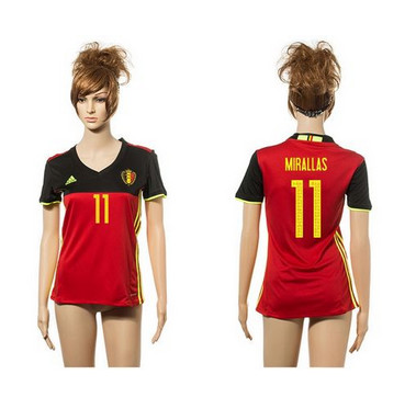 Women's Belgium #11 Mirallas Red Home Soccer Country Jersey
