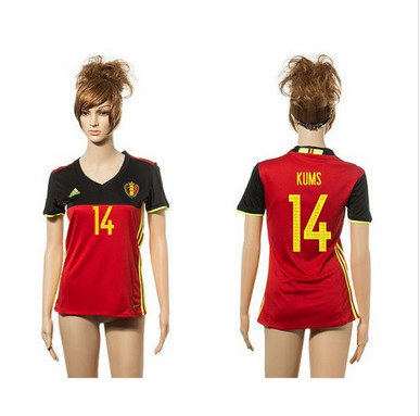 Women's Belgium #14 Kums Red Home Soccer Country Jersey