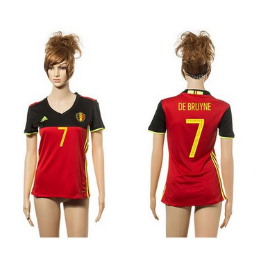 Women's Belgium #7 De Bruyne Red Home Soccer Country Jersey