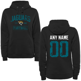 Women's Black Jacksonville Jaguars Distressed Custom Name & Number Pullover Hoodie Women's Black Jacksonville Jaguars Distressed Custom Name & Number Pullover Hoodie