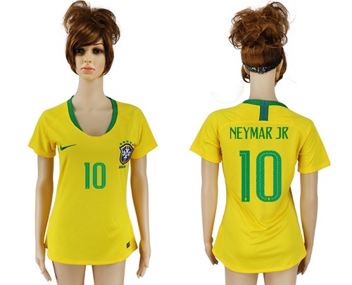 Women's Brazil #10 Neymar Jr Home Soccer Country Jersey Women's Brazil #10 Neymar Jr Home Soccer Country Jersey