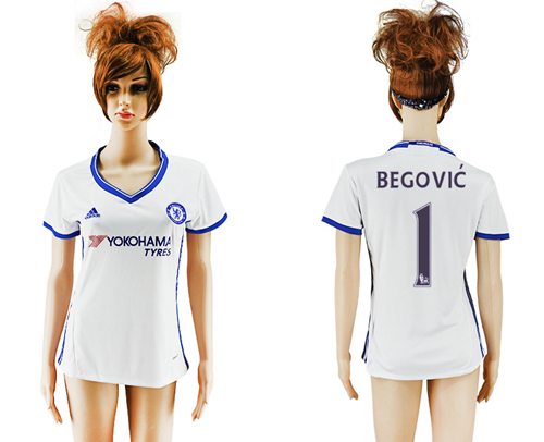Women's Chelsea #1 Begovic Sec Away Soccer Club Jersey Women's Chelsea #1 Begovic Sec Away Soccer Club Jersey