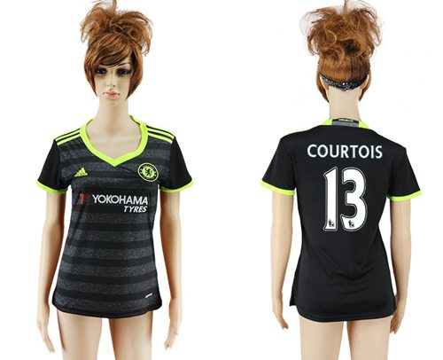Women's Chelsea #13 Courtois Away Soccer Club Jersey Women's Chelsea #13 Courtois Away Soccer Club Jersey
