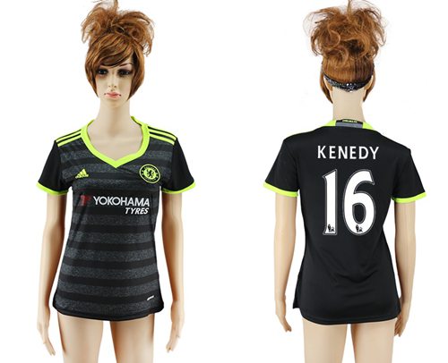 Women's Chelsea #16 Kenedy Away Soccer Club Jersey Women's Chelsea #16 Kenedy Away Soccer Club Jersey