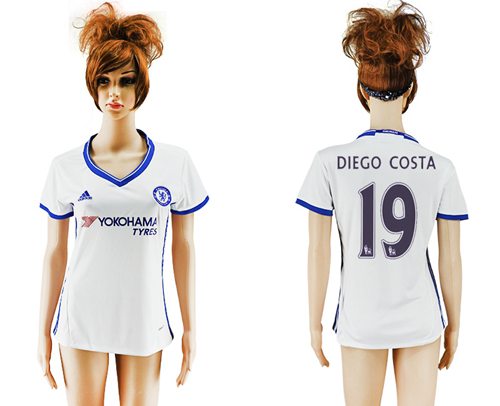Women's Chelsea #19 Diego Costa Sec Away Soccer Club Jersey Women's Chelsea #19 Diego Costa Sec Away Soccer Club Jersey