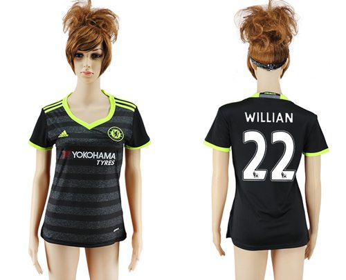 Women's Chelsea #22 Willian Away Soccer Club Jersey Women's Chelsea #22 Willian Away Soccer Club Jersey