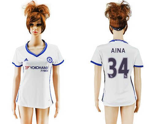 Women's Chelsea #34 Aina Sec Away Soccer Club Jersey Women's Chelsea #34 Aina Sec Away Soccer Club Jersey