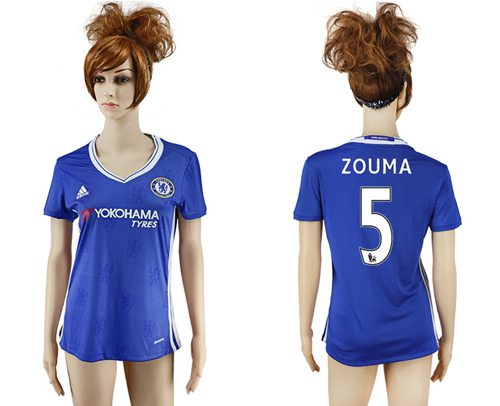 Women's Chelsea #5 Zouma Home Soccer Club Jersey Women's Chelsea #5 Zouma Home Soccer Club Jersey