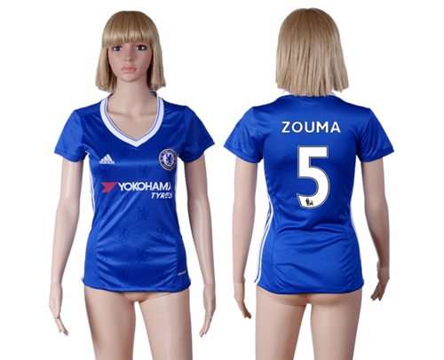 Women's Chelsea #5 Zouma Home Soccer Club Jersey Women's Chelsea #5 Zouma Home Soccer Club Jersey