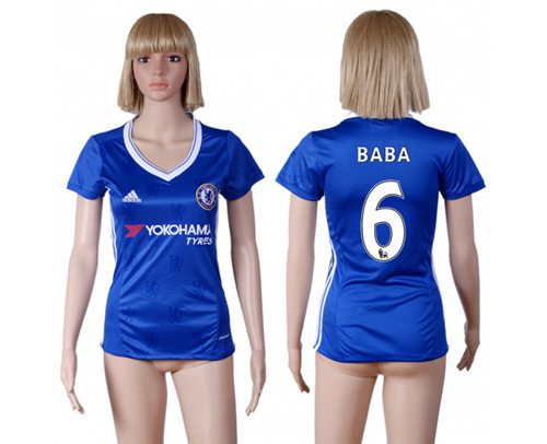 Women's Chelsea #6 Baba Home Soccer Club Jersey Women's Chelsea #6 Baba Home Soccer Club Jersey