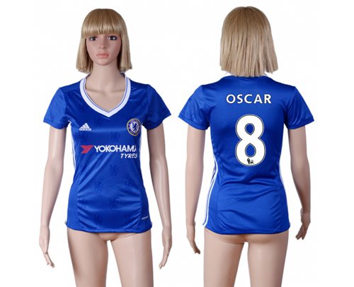 Women's Chelsea #8 Oscar Home Soccer Club Jersey Women's Chelsea #8 Oscar Home Soccer Club Jersey