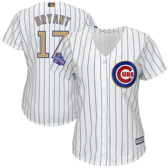 Women's Chicago Cubs Kris Bryant Majestic White 2017 Gold Program Player Plus Size Jersey Women's Chicago Cubs Kris Bryant Majestic White 2017 Gold Program Player Plus Size Jersey