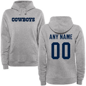 Women's Dallas Cowboys Steel Custom Name & Number Wordmark Pullover Hoodie