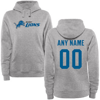Women's Detroit Lions Steel Custom Name & Number Wordmark Pullover Hoodie