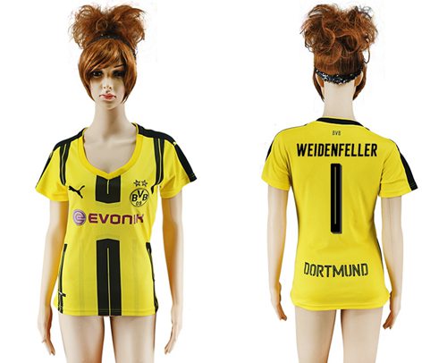 Women's Dortmund #1 Weidenfeller Home Soccer Club Jersey Women's Dortmund #1 Weidenfeller Home Soccer Club Jersey